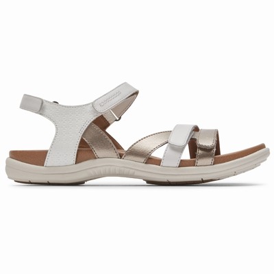 Rockport Cobb Hill Rubey 3-Strap Sandalen Damen Weiß GTR-294851